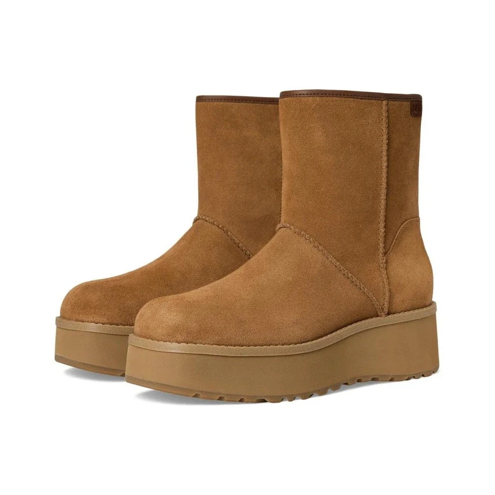 UGG CITYFUNC‎ MID CHESTNUT LEATHER WATERPROOF ZIP WOMEN'S BOOTS SIZE NIB